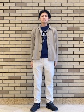 「SHIPS（シップス）のSHIPS: Primeflex(R) イージー パンツ（その他パンツ、ベージュ系）」を使った、木村さん（メンズ・178cm）の春コーディネート