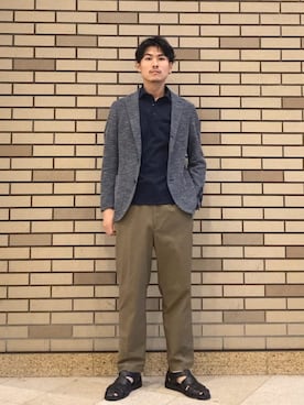 「SHIPS（シップス）のSHIPS:〈FUNCTION〉LANIFICIO ROMA メランジ ジャージー ジャケット（テーラードジャケット、ブルー系）」を使った、木村さん（メンズ・178cm）の夏コーディネート