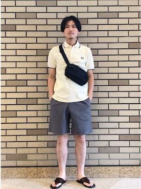 「Gramicci（グラミチ）の【SHIPS別注】Gramicci: コットンリネン ショーツ（その他パンツ、グレー系）」を使った、木村さん（メンズ・178cm）の夏コーディネート