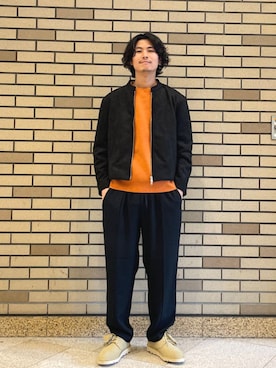 「シップス」｜「アイテム（ライダースジャケット）」を使った、木村さん（メンズ・178cm）の秋コーディネート