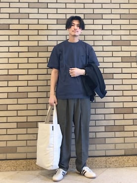 「adidas（アディダス）のadidas: GAZELLE LO PRO（スニーカー、ホワイト系）」を使った、木村さん（メンズ・178cm）の春コーディネート