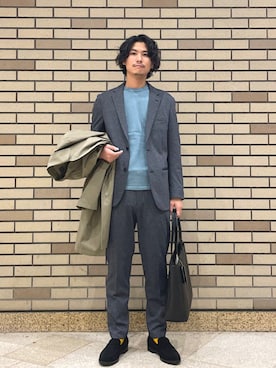「アイテム（ステンカラーコート）」を使った、木村さん（メンズ・178cm）の秋コーディネート