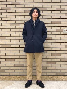 「SHIPS」｜「アイテム（ステンカラーコート）」を使った、木村さん（メンズ・178cm）の冬コーディネート