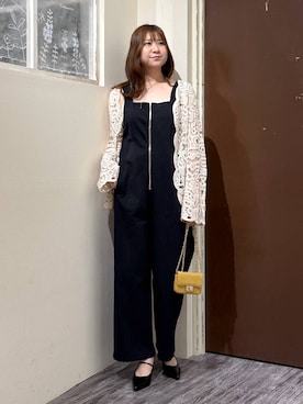 「mysty woman（ミスティウーマン）のキルティングミニBAG 625440（ショルダーバッグ、イエロー系）」を使った、さかべちゃんさん（レディース・167cm）の春コーディネート