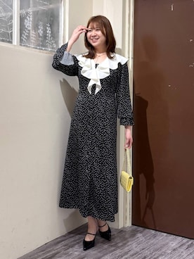 「mysty woman（ミスティウーマン）のエナメルストラップミュール 647876（サンダル、ブラック系）」を使った、さかべちゃんさん（レディース・167cm）の春コーディネート
