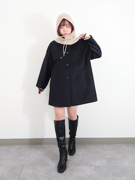 「スクエアトゥ」｜「アイテム（ノーカラーコート）」を使った、さかべちゃんさん（レディース・167cm）の秋コーディネート