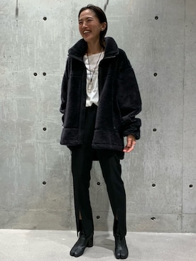 「スリットパンツ」｜「アイテム（ブルゾン）」を使った、chaos_asaさん（レディース・162cm）の秋コーディネート