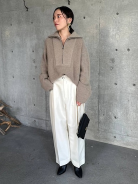 「アイテム（ノーカラーコート）」を使った、chaos_asaさん（レディース・162cm・40代）の冬コーディネート