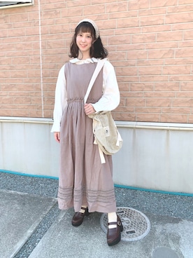 「kazumiコラボ」｜「アイテム（ジャンパースカート）」を使った、𝑀𝒶𝒾𓂃◌𓈒𓐍さん（レディース・152cm）の秋コーディネート