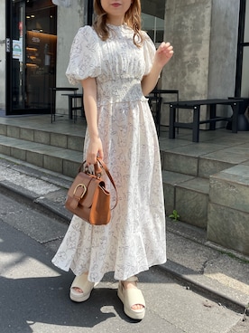 「バルーン袖」｜「アイテム（ワンピース/ドレス）」を使った、moekaさん（レディース・156cm）の春コーディネート