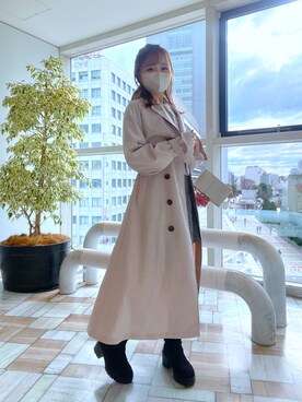 「カーディガンコーデ」｜「アイテム（トレンチコート）」を使った、moekaさん（レディース・156cm）の冬コーディネート