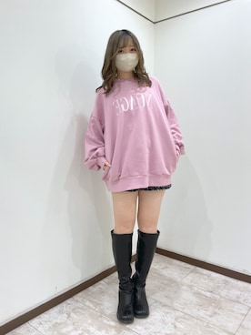 「ツイードパンツ」｜「アイテム（ブーツ）」を使った、moekaさん（レディース・156cm）の冬コーディネート