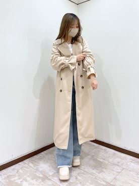 「OLIVE des OLIVE（オリーブデオリーブ）のアイテム（トレンチコート）」を使った、moekaさん（レディース・156cm）の冬コーディネート