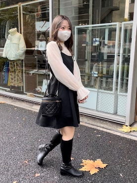 「シア―ブラウス」｜「アイテム（ワンピース/ドレス）」を使った、moekaさん（レディース・156cm）の冬コーディネート