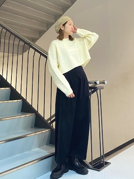 「KBF（ケイビーエフ）のアイテム（シューズ）」を使った、ayaさん（レディース・165cm）の冬コーディネート