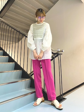 「KBF（ケイビーエフ）のアイテム（イヤリング）」を使った、ayaさん（レディース・165cm）の春コーディネート