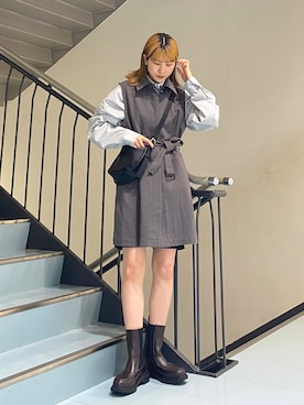 「KBF（ケイビーエフ）のアイテム（シューズ）」を使った、ayaさん（レディース・165cm）の冬コーディネート