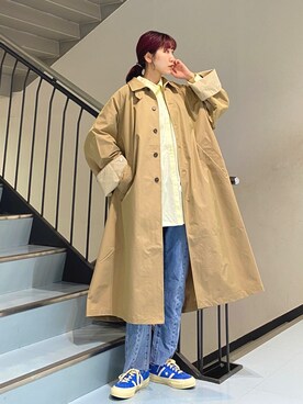 「ブラウス」｜「アイテム（ステンカラーコート）」を使った、ayaさん（レディース・165cm）の春コーディネート