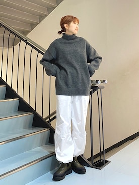 「KBF（ケイビーエフ）のアイテム（シューズ）」を使った、ayaさん（レディース・165cm）の冬コーディネート