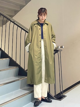「カラーパンツ」｜「アイテム（ステンカラーコート）」を使った、ayaさん（レディース・165cm）の春コーディネート