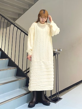 「KBF（ケイビーエフ）のアイテム（シューズ）」を使った、ayaさん（レディース・165cm）の冬コーディネート