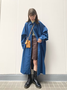 「ハーフパンツ」｜「アイテム（ステンカラーコート）」を使った、ayaさん（レディース・165cm）の冬コーディネート