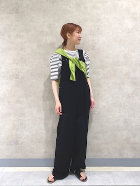 「ラグランTシャツ」｜「アイテム（オールインワン・サロペット）」を使った、ayaさん（レディース・165cm）の春コーディネート