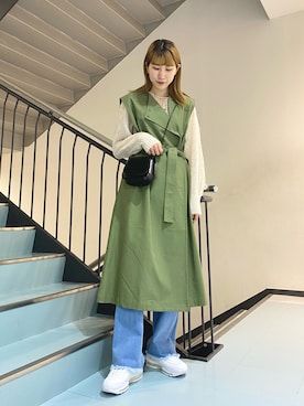 「カーキアウター」｜「アイテム（その他アウター）」を使った、ayaさん（レディース・165cm）の冬コーディネート