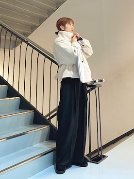 「アイテム（トートバッグ、シルバー系）」を使った、ayaさん（レディース・165cm）の冬コーディネート