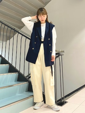 「はじめましてコーデ」｜「アイテム（アクセサリー）」を使った、ayaさん（レディース・165cm）の春コーディネート