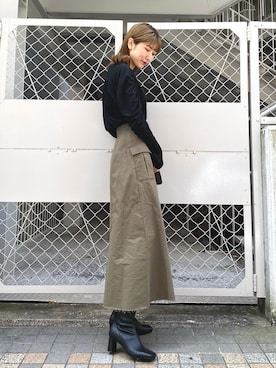 「Aラインスカート」｜「アイテム（Tシャツ/カットソー）」を使った、ayaさん（レディース・165cm）の春コーディネート