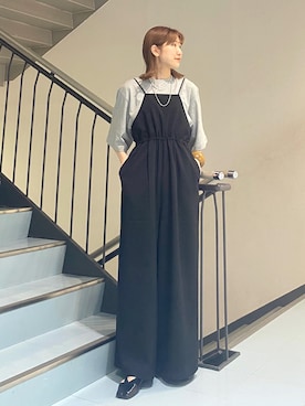 「スクエアトゥ」｜「アイテム（オールインワン・サロペット）」を使った、ayaさん（レディース・165cm）の春コーディネート