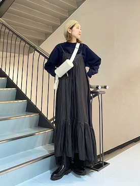 「KBF（ケイビーエフ）のアイテム（ハンチング/ベレー帽）」を使った、ayaさん（レディース・165cm）の秋コーディネート