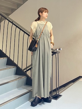 「KBF（ケイビーエフ）のアイテム（サロペット/オーバーオール）」を使った、ayaさん（レディース・165cm）の春コーディネート