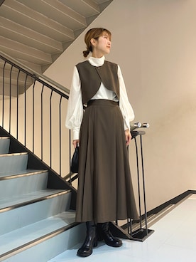 「KBF（ケイビーエフ）のアイテム（シューズ）」を使った、ayaさん（レディース・165cm）の冬コーディネート