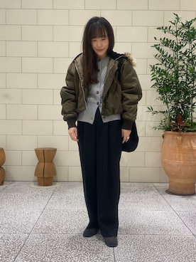 「寒い」｜「アイテム（ブルゾン）」を使った、nさん（レディース・154cm）の秋コーディネート