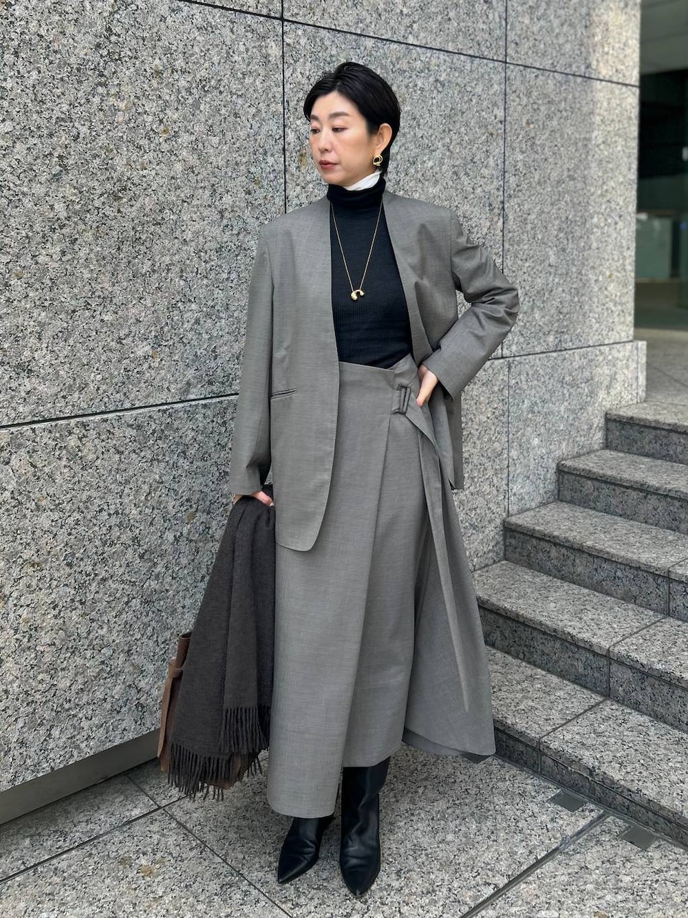 Chaosのノーカラージャケットを使った人気ファッションコーディネート