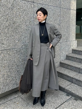 「Chaos（カオス）のChaos(カオス)/◆elegancese◆別注カシミヤストール（ストール/ショール）」を使った、chaos_haseさん（レディース・169cm）の冬コーディネート