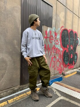 ニットキャップ ビーニーを使った 量産型 のメンズ人気ファッションコーディネート Wear