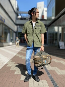 ショルダーバッグを使った ミリタリーシャツ のメンズ人気ファッションコーディネート 身長 161cm 170cm Wear
