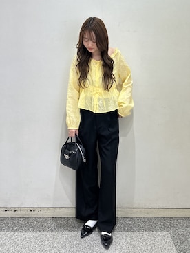 「FREE'S MART（フリーズマート）のアイテム（スラックス）」を使った、杏菜さん（レディース・160cm）の春コーディネート