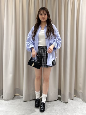 「FREE'S MART（フリーズマート）の◆インナーパンツ付バルーンミニスカート（スカート、ブラック系）」を使った、杏菜さん（レディース・160cm）の春コーディネート