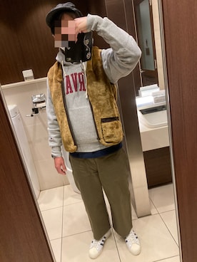「アイテム（ベスト、ブラウン系）」を使った、classicoairさん（メンズ・172cm）の冬コーディネート