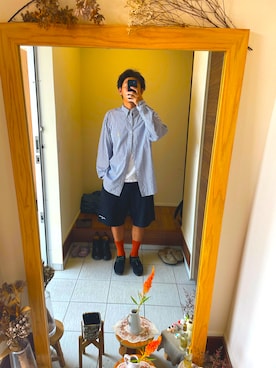 「Graphpaper（グラフペーパー）のアイテム（ソックス/靴下）」を使った、shunpaperさん（メンズ・177cm）の秋コーディネート