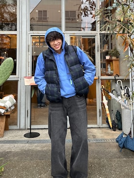 patagoniaのマウンテンパーカー（ブルー系）を使った人気ファッション