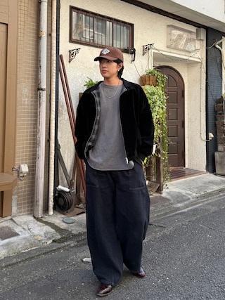 「NAKER（ネイカー）の裏地チェックフェイクスエードジップアップブルゾン/ スイングトップ（ブルゾン）」を使った、YUSEIさん（メンズ・178cm）の秋コーディネート