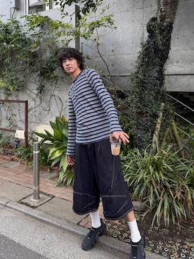 「アイテム（トップス）」を使った、えびふらいさん（メンズ・178cm）の秋コーディネート