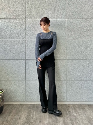 CODE A/cut−out lame top/長袖カットソー/FREE/ナイロン/ブラック/R99-19036 cut－out lame top（カットソー） | CODE A（コードエー