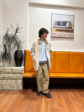 「FORK&SPOON（フォークアンドスプーン）のFORK&SPOON　フレンチドリルピグメントチノパンツ（その他パンツ）」を使った、いくたさん（メンズ・160cm）の冬コーディネート