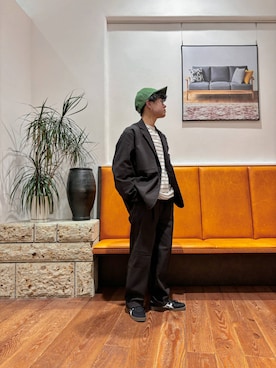 「アイテム（セットアップ、ブラウン系）」を使った、いくたさん（メンズ・160cm）の秋コーディネート
